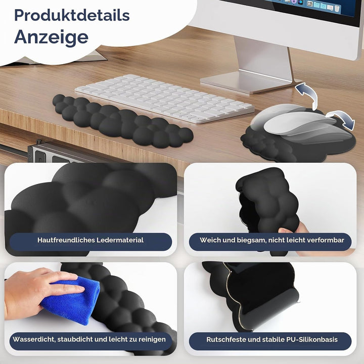Wolke Handballenauflage Tastatur, Ergonomische Wolke Tastatur Handgelenkstütze mit PU Leder Memory S