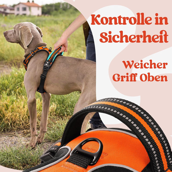 rabbitgoo Hundegeschirr Grosse Hunde, Verstellbare Geschirr Hund ohne Zug & Würgen, Anti Zug Hundege