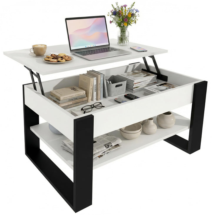 Couchtisch höhenverstellbar mit Stauraum - Couchtische - Wohnzimmertisch klappbar - höhenverstellbar