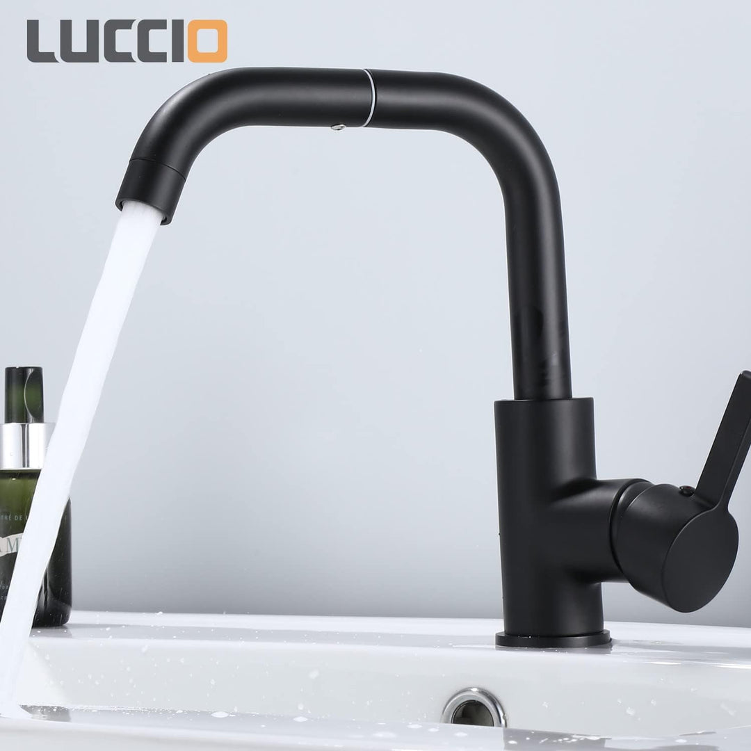 ZXC Niederdruck Küchen Armatur mit schwenkbaren Auslauf, moderner Einhandmischer Wasserhahn in Schwa