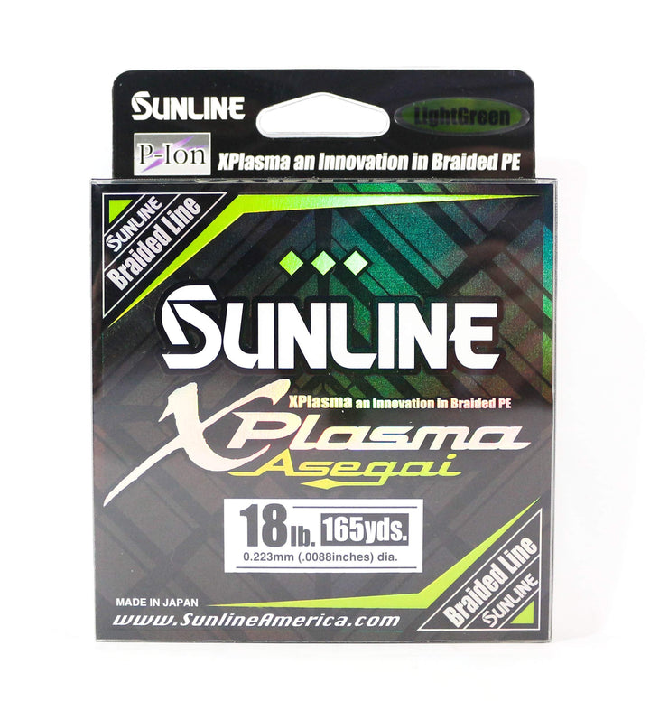 Sunline Xplasma Asegai Green Braided Line 165 Yards Hellgrün, 8,2 kg, Hellgrün, 8,2 kg