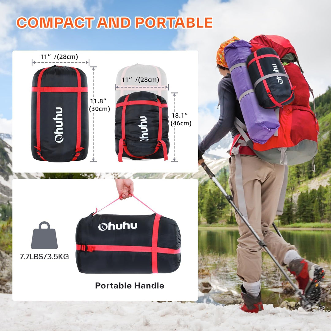 Ohuhu Dicker Doppelte Schlafsack 220 x 150cm Erwachsene Deckenschlafsack mit 2 Gratis Kissen und ein