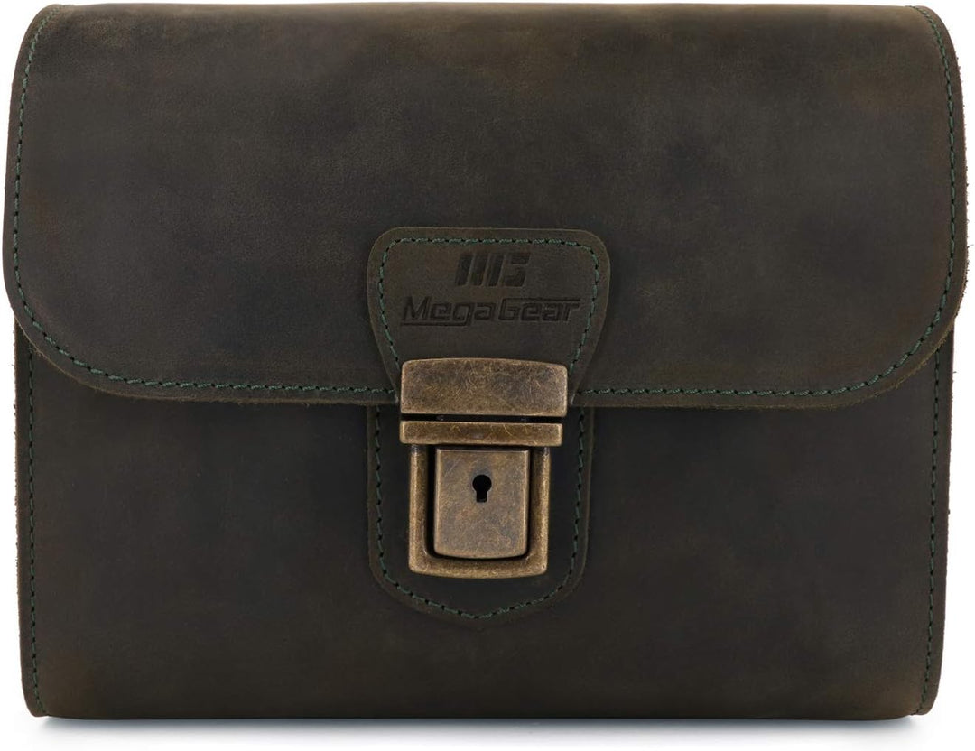 MegaGear Pebble Kameratasche - Kuriertasche aus echtem Leder für Spiegellose, Sofortbild- und DSLR K