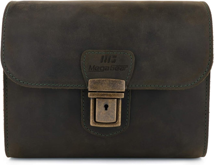 MegaGear Pebble Kameratasche - Kuriertasche aus echtem Leder für Spiegellose, Sofortbild- und DSLR K