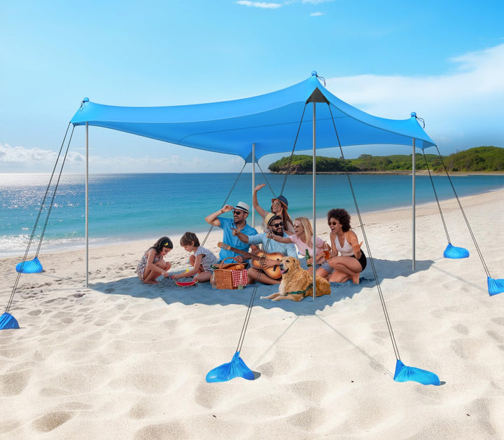 Rhino Valley Strandmuschel, Strandzelt Sonnenschutz UV 50+, Windschutz Strandzelt, Tragbar Sonnenseg