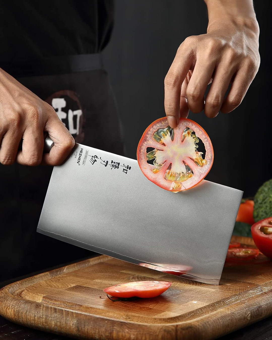 HEZHEN 20CM Hackmesser, 3 Schichten Verbundstahl Edelstahl Chinesisches Kochmesser, Küchenmesser Fle
