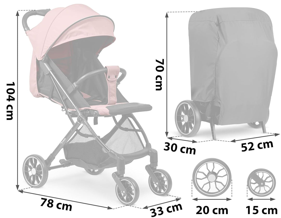 Nukido Kinder Wagen Kinderwagen Babywagen Bis 15 kg Grosse Räder Sitzbuggy Buggy Zusammenklappbar Ha