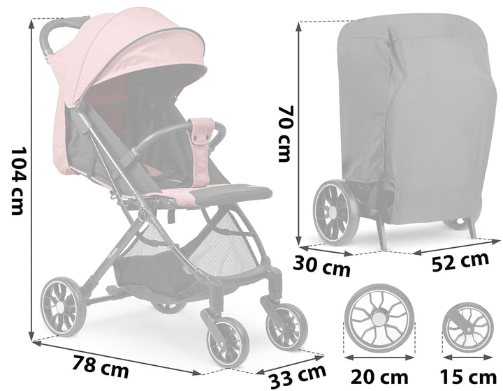 Nukido Kinder Wagen Kinderwagen Babywagen Bis 15 kg Grosse Räder Sitzbuggy Buggy Zusammenklappbar Ha