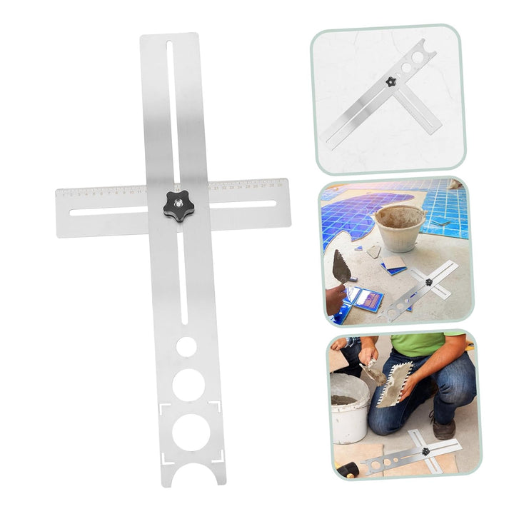 jojofuny Design Lineal und Glas für Benutzerfreundlichem mit Edelstahl Multifunktionaler Fliesenloch