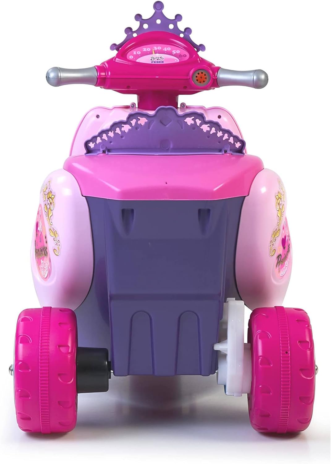 FEBER - Scooty Little Princess, 6V rosa Elektroroller und Aufsitzmobile mit Prinzessinnendesign, mit