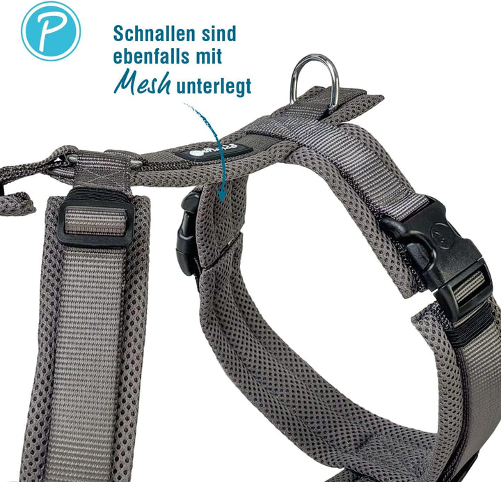 Petlando Hundegeschirr gepolstert, Mesh Y-Comfort, weich, stufenlos verstellbar, besonders leicht &amp;
