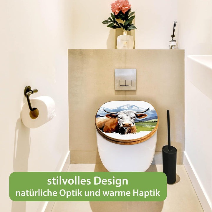 banjado Design WC Sitz Bambus Absenkautomatik 45,8x37,5cm - Toilettendeckel mit Absenkautomatik Holz