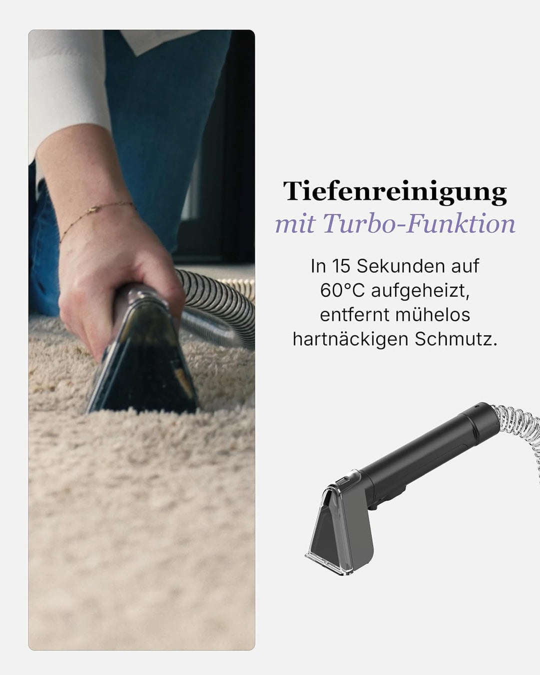 Motionflow Teppichreiniger Waschsauger mit Heizfunktion - 1200W Polsterreiniger Gerät für Teppiche,