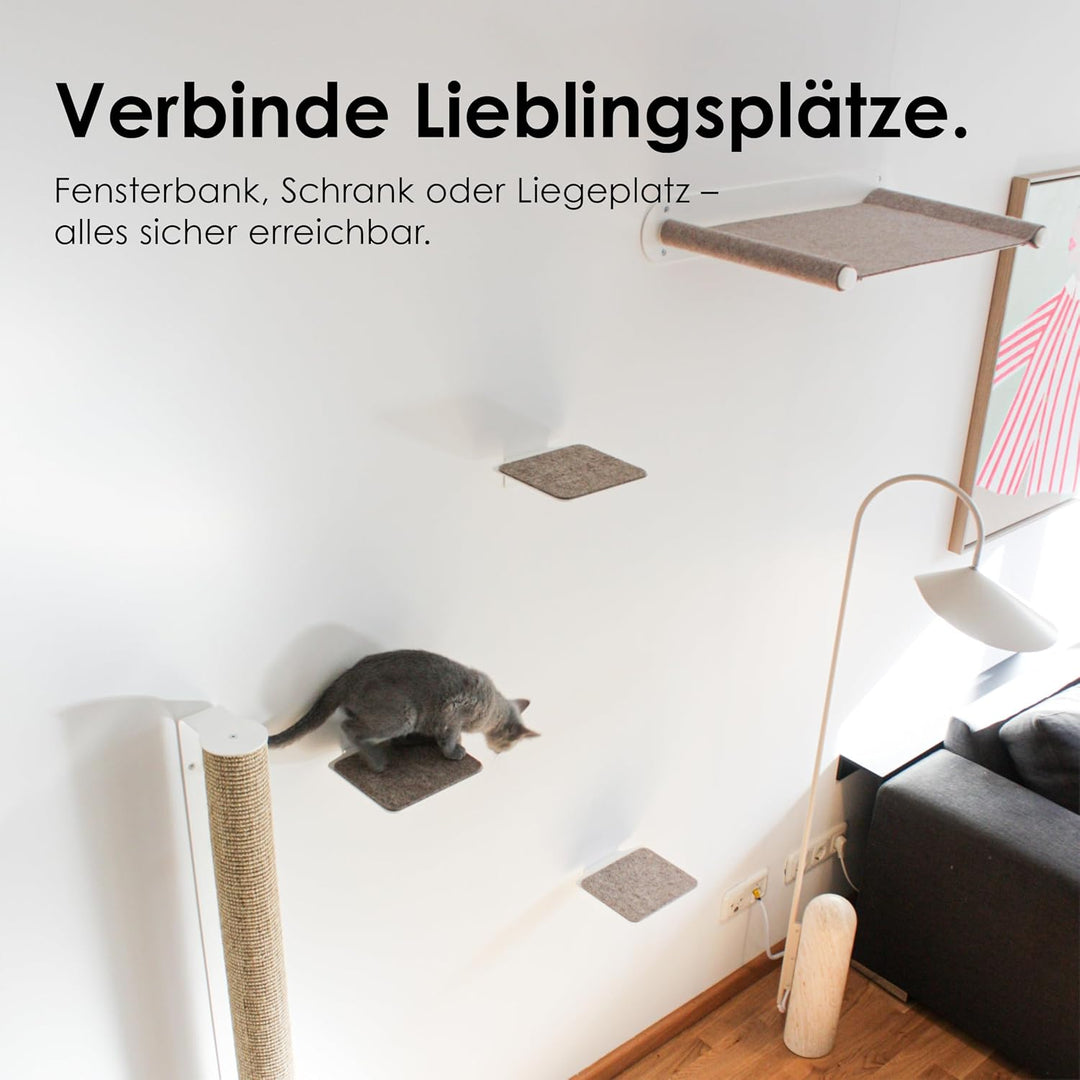 LucyBalu® Steps XL Katzentreppe Wand Innen & Aussen 3er Set | Katzen Kletterwand | Wandpark für Katz