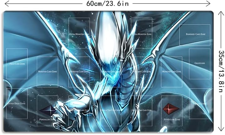 New Mlikemat Playmat Blauäugiger weisser Drache OCG TCG Matte, Spielmatte mit Zonen + gratis Tasche