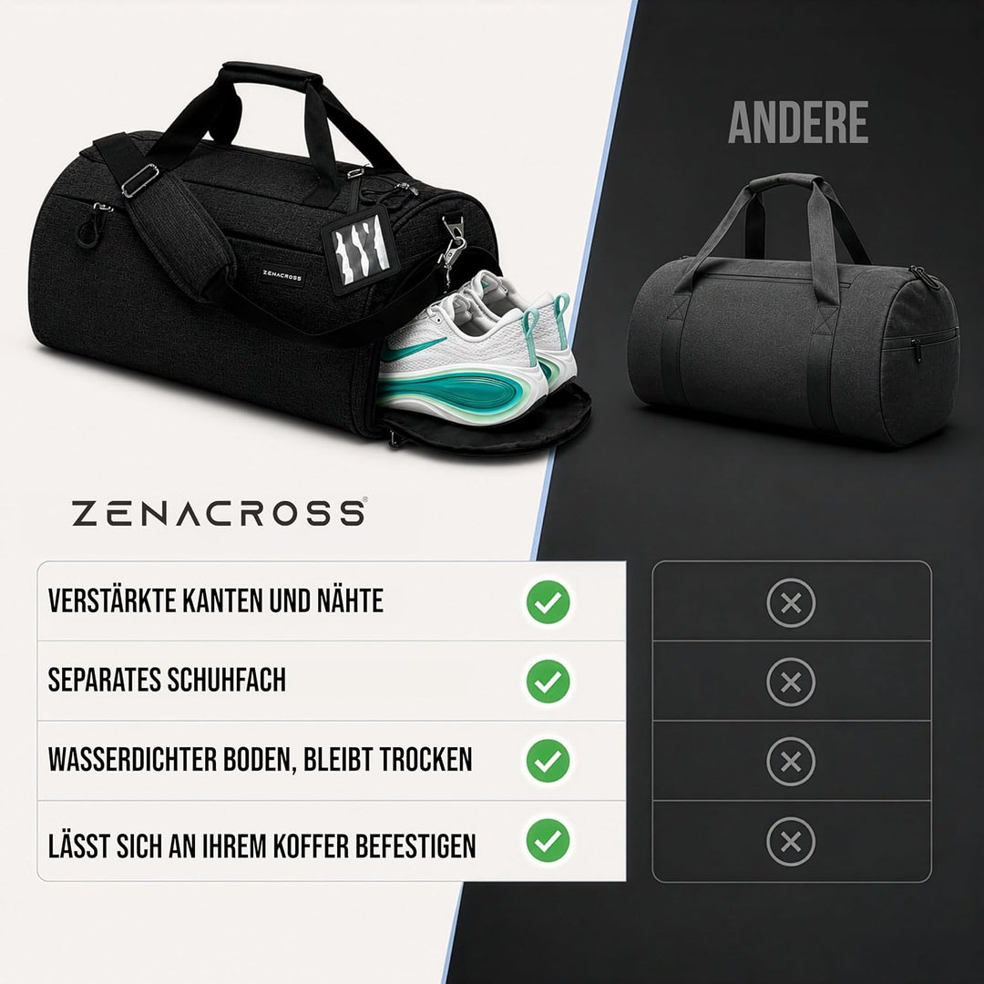 Sporttasche &amp; Reisetasche für Damen und Herren mit Nassfach &amp; Schuhfach - Sporttaschen für Sport &amp; R