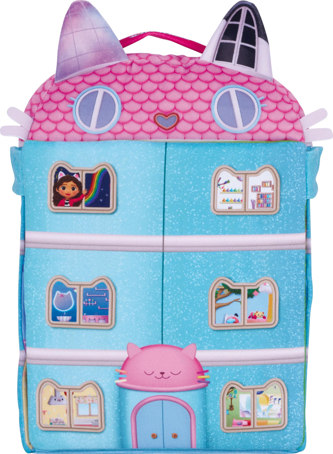 Schmidt Spiele 42804 Gabby's Dollhouse, Puppenhaus mit 3 Figuren und Lift, 41 cm Plüschfigur