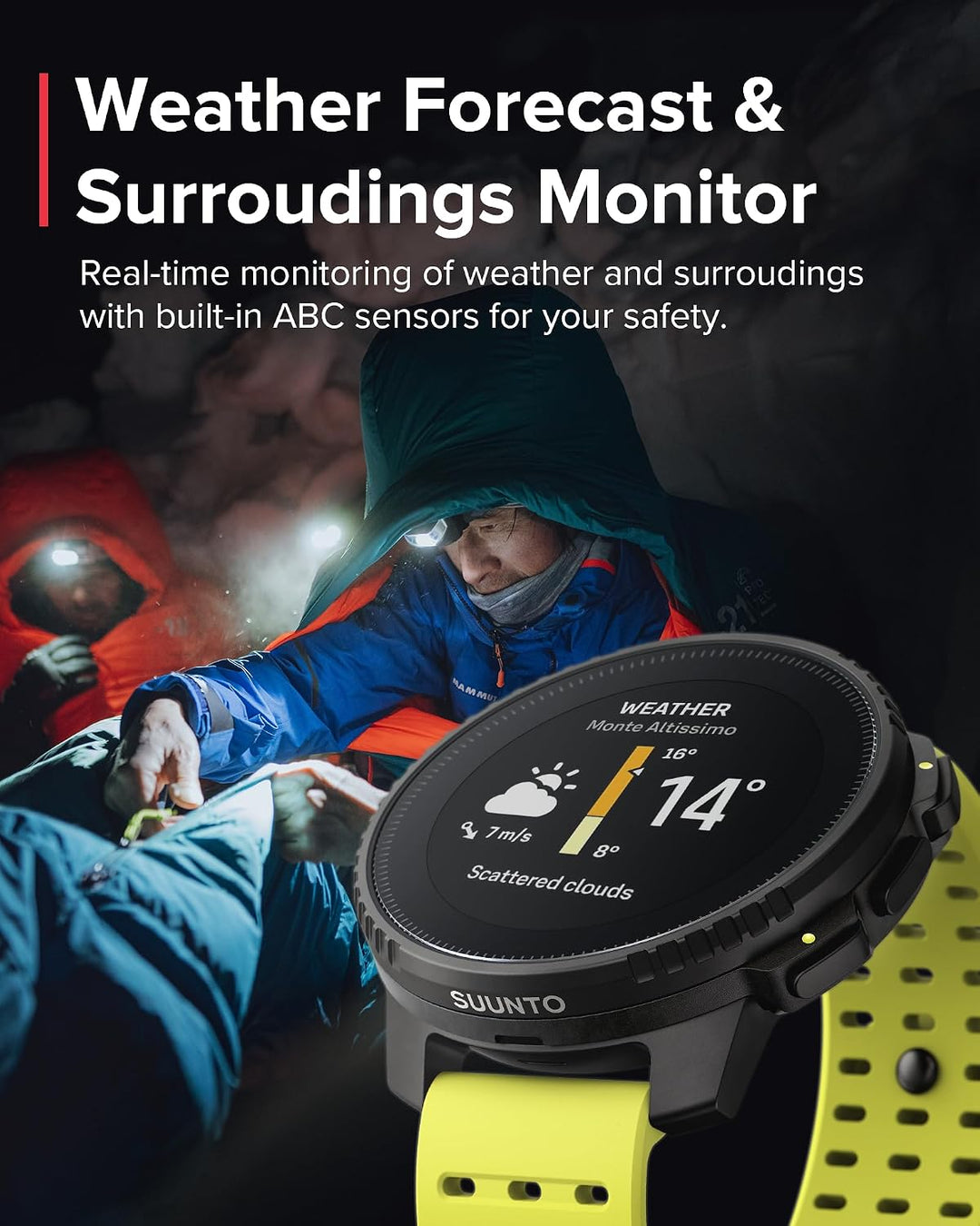 SUUNTO Vertikal: Abenteuer-GPS-Uhr, grosses Display, Offline-Karten, Solarladung Lime Black Edelstah