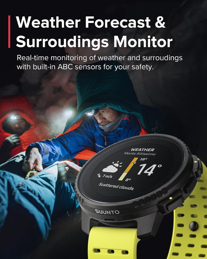 SUUNTO Vertikal: Abenteuer-GPS-Uhr, grosses Display, Offline-Karten, Solarladung Lime Black Edelstah