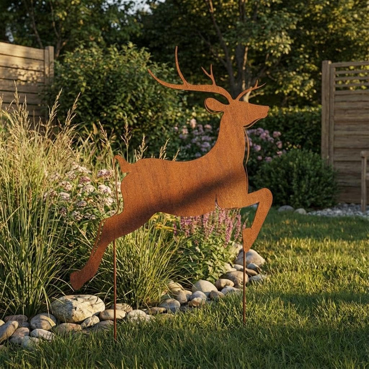 Kapaga - Gartenfigur aus Rost auf Einschlagbeinen - Metall Tierfigur - Edelrost Dekofigur - Tier Fig