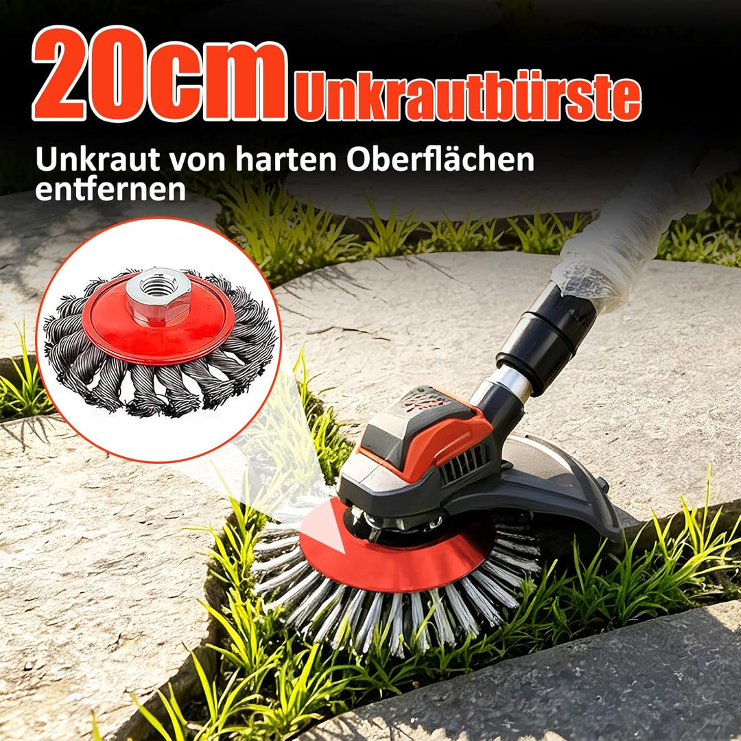 21V Rasentrimmer mit Akku, 3 in 1 Rasenkantenschneider mit Unkrautbürste, Faltbar Elektrischer Motor
