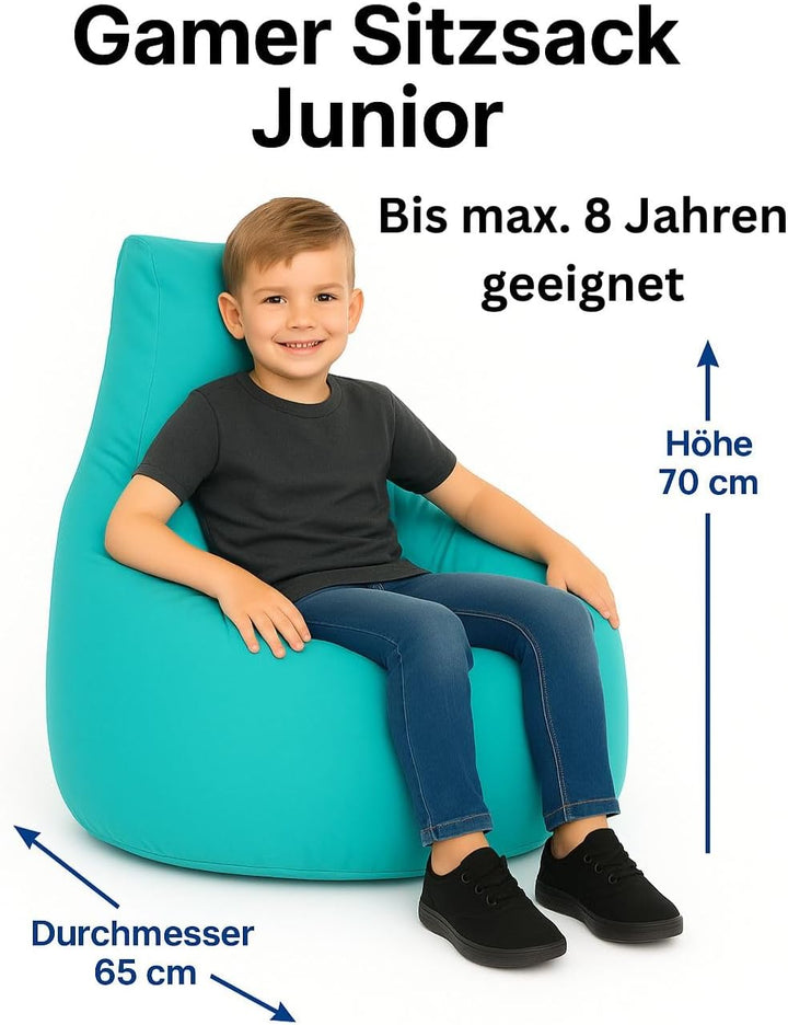 PATCH HOME Gamer Kissen & Lounge Sitzsack – befüllbar mit Reissverschluss, gefüllt mit Styropor, gee