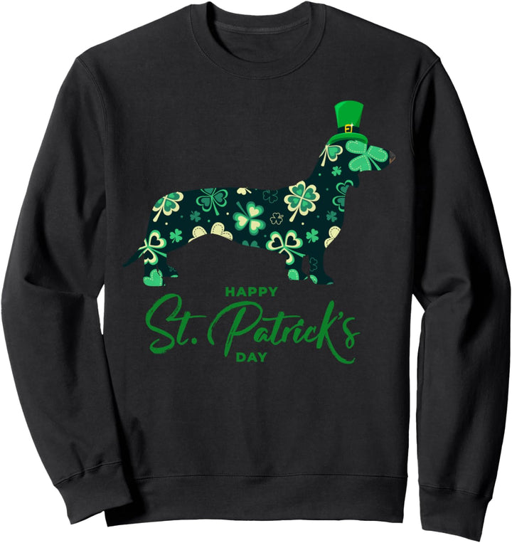 St Patrick pattern Dachshund Weiner Funny dog wearing hat Sweatshirt