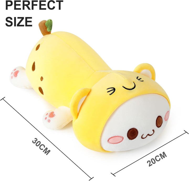 shownicer Plüschtier Katze Banane Kuscheltier Stofftier Kawaii Katze Plüsch, Banane Plüschkissen Spi