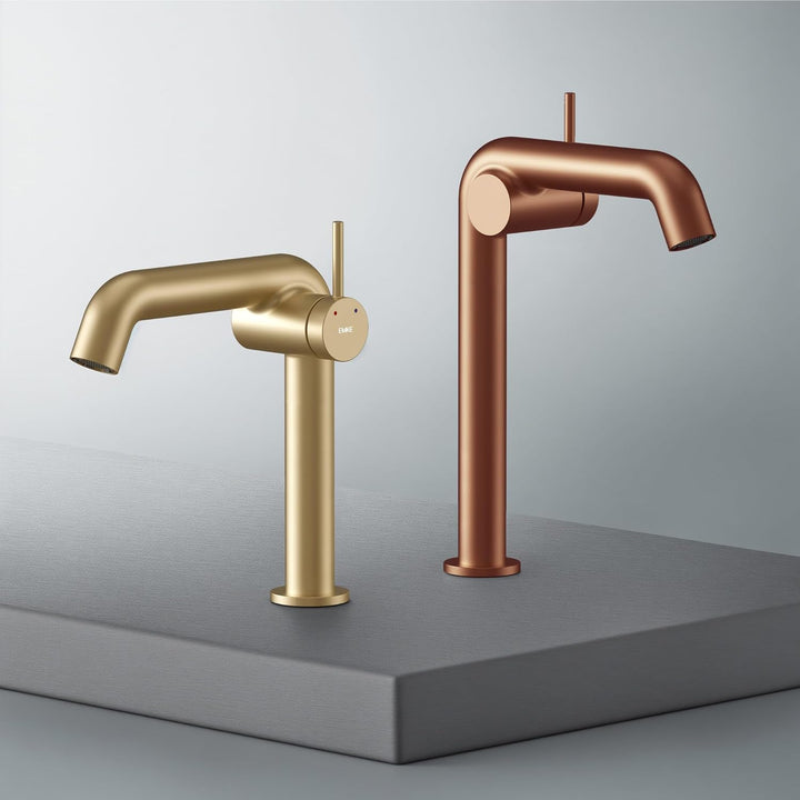 EMKE Wasserhahn Bad Champagnergold, 222 x 200 x 76 mm, Messing, Keramikkartusche, Badarmatur, Wasser