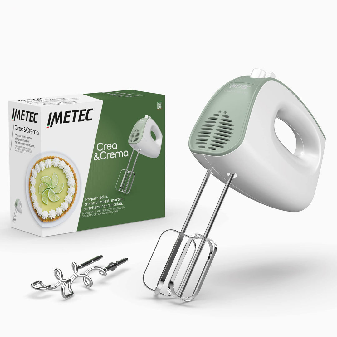 Imetec Crea & Crema Handrührer extra lange Schneebesen für süsse Teige und Schlagsahne, Knethaken au