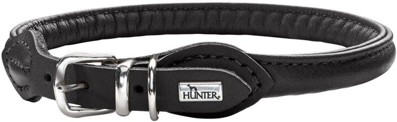 HUNTER Round & Soft Hundehalsband, Leder, Nappa, rundgenäht, weich, 50 (M), schwarz 50 (M) schwarz,