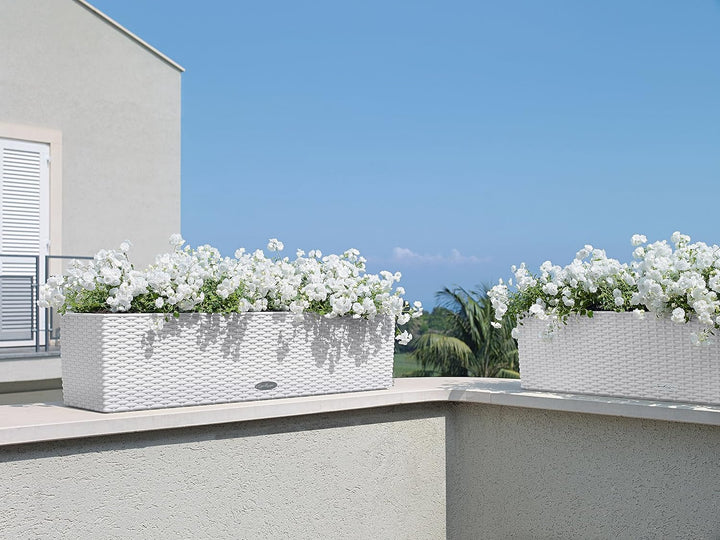 LECHUZA BALCONERA Cottage 80 weiss 15610 Pflanzgefäss mit Erd-Bewässerungs-System 79x19x19 cm Weiss,
