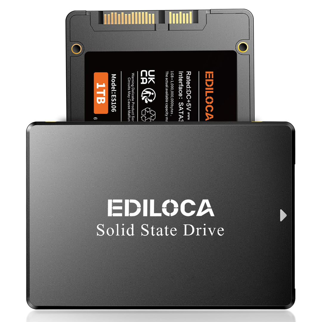 Ediloca SSD 1TB, SSD Festplatte Intern, 2.5" SATA III, bis zu 550MB/s, 3D NAND TLC, Kompatibel mit L