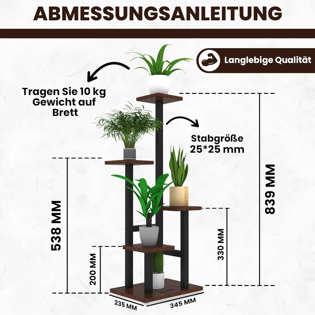 Blumenständer metall - Pflanzenregal Holz - Pflanzenständer mit Werkzeuge als Geschenk -Blumentreppe