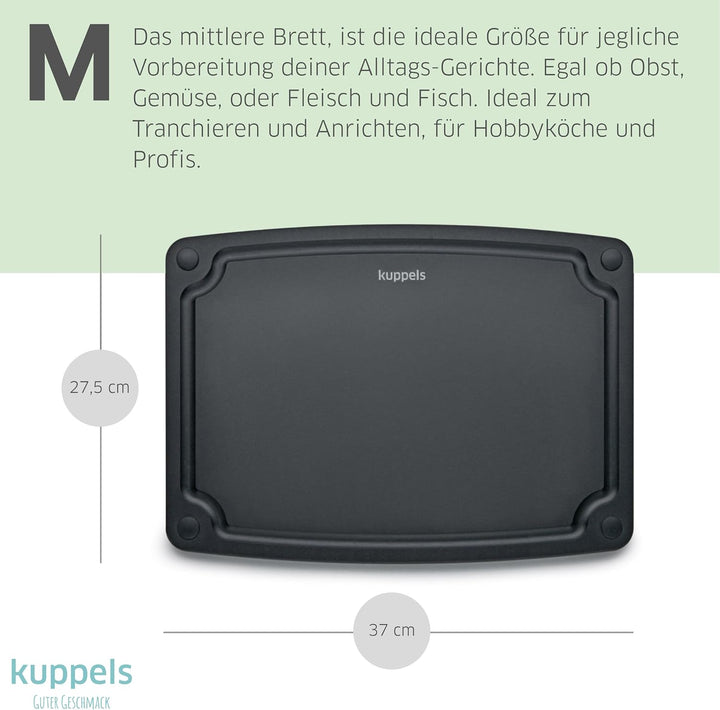 Kuppels NERO Holzfaser Schneidebrett Set 3-teilig, Küchenbretter ohne Plastik mit Saftrille und Sili