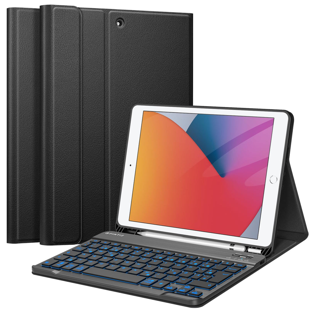Fintie Hülle mit Tastatur für iPad 9. / 8. / 7. Generation (10.2 Zoll, 2021/2020/2019), Beleuchtete
