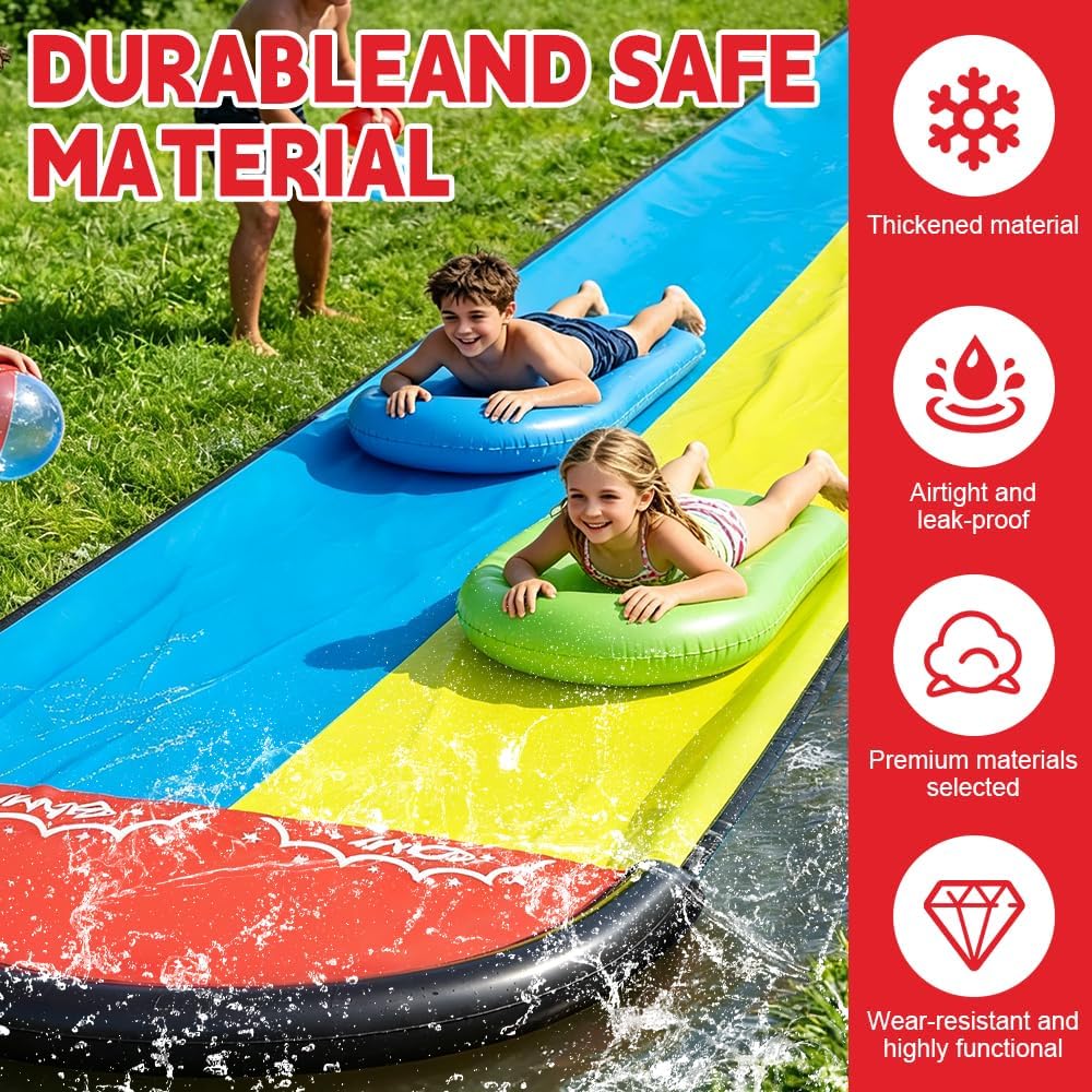 Wasserrutsche,188in x 54in (480 x 140 cm) Wasserrutsche Garten für Kinder mit 2 Bodyboards, Wassersp