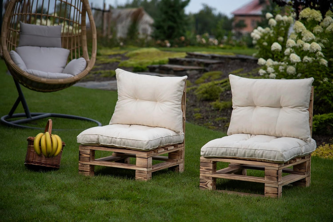 sunnypillow Polster für Gartenmöbel - 2er Set : Sitzkissen 60 x 60 cm + Rückenlehne 60 x 40 cm - Gar
