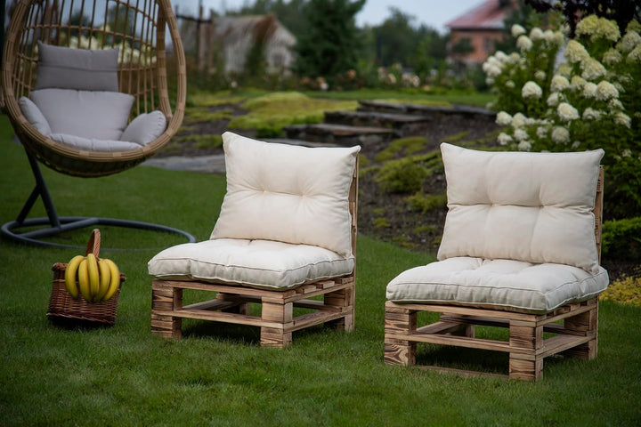 sunnypillow Polster für Gartenmöbel - 2er Set : Sitzkissen 60 x 60 cm + Rückenlehne 60 x 40 cm - Gar