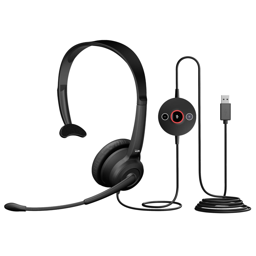 Cyber Acoustics AC-104ENC Mono-USB-Headset mit ENC, Inline-Steuerung | Ideal für Call Center und Rem