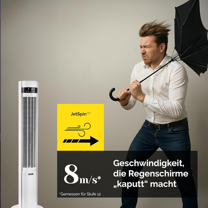 YOER 19dB Leiser Turmventilator, Plasma-Ionisator, 12 m Reichweite, 12 Geschwindigstufen, 3 Modi, 12