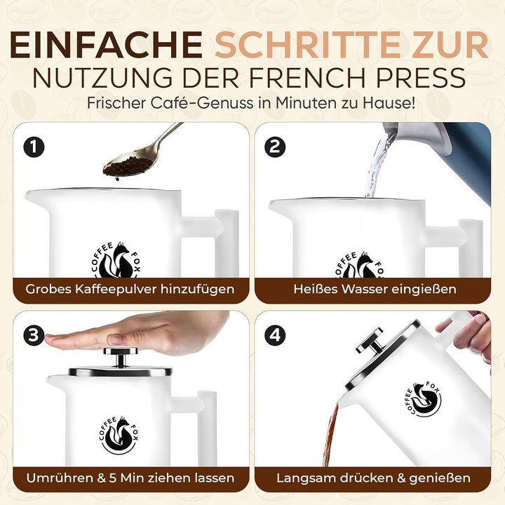 French Press Kaffeekanne aus doppelwandigem Edelstahl Schwarze Pressfilterkanne Französische Kaffeep