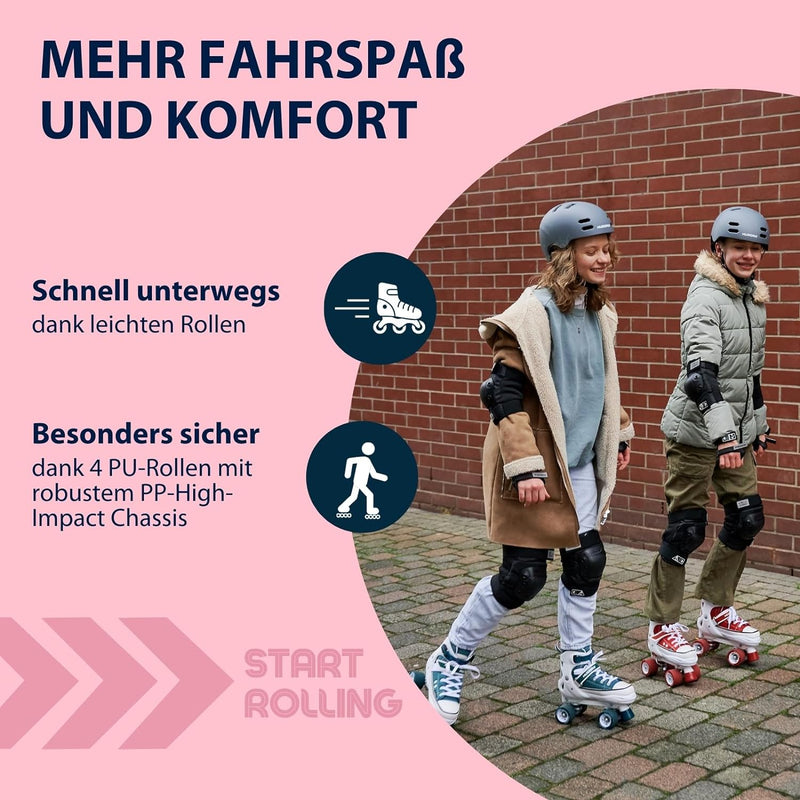 HUDORA Roller Skates, Sneaker für Kinder und Jugendliche - Grössenverstellbare Rollschuhe - Komforta