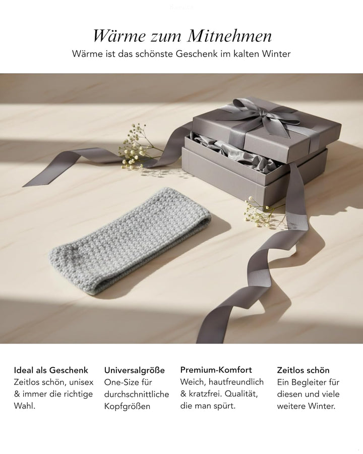 Baesics Stirnband Grau für Damen & Herren – warme & elastische Unisex Ohrenwärmer mit Fleecefutter -