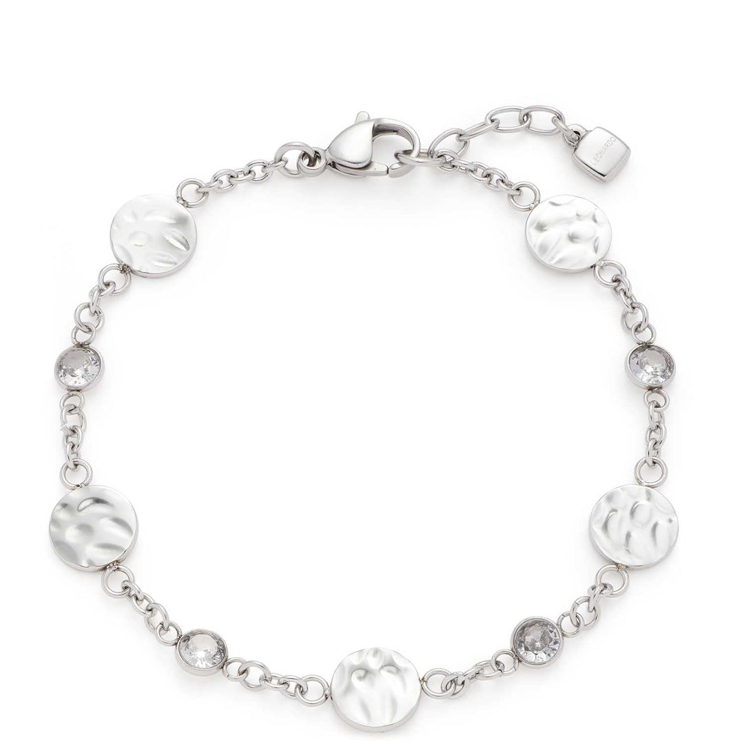 Leonardo Jewels Armband Milou, Armschmuck aus Edelstahl mit Zirkonia Steinen, Plättchen silber, 18,5