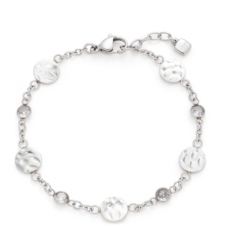 Leonardo Jewels Armband Milou, Armschmuck aus Edelstahl mit Zirkonia Steinen, Plättchen silber, 18,5