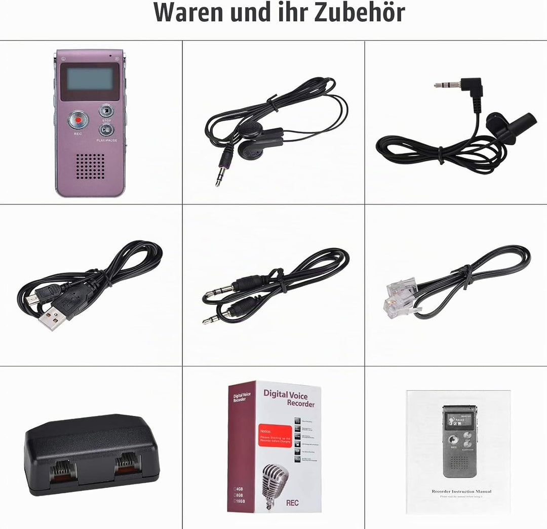 Lychee 8GB LCD Bildschirm Digitales Diktiergerät Aufnahmegerät Sprachaufnahme Audiorekorder Voice Re