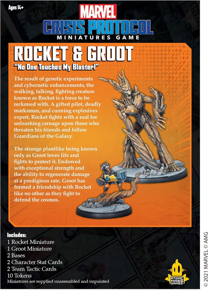 Atomic Mass Games , Marvel Crisis Protocol: Character Pack: Rocket and Groot, Miniatures Game, Ages