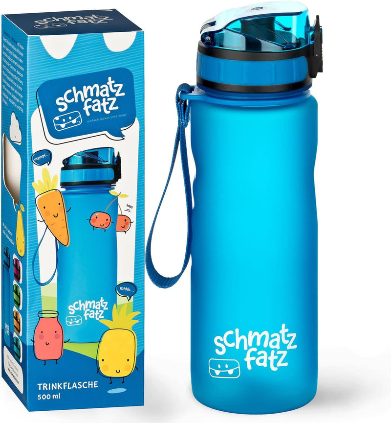 schmatzfatz Trinkflasche Kinder Auslaufsicher 0,5L, Sport Trinkflasche Schule zum Wandern & Fitnesss