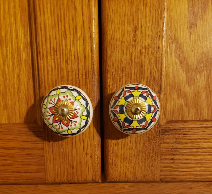 Craft Trade Schrankknöpfe, verschiedene Schubladenknöpfe, Vintage-Keramik-Türknöpfe, bunte Küchenmöb